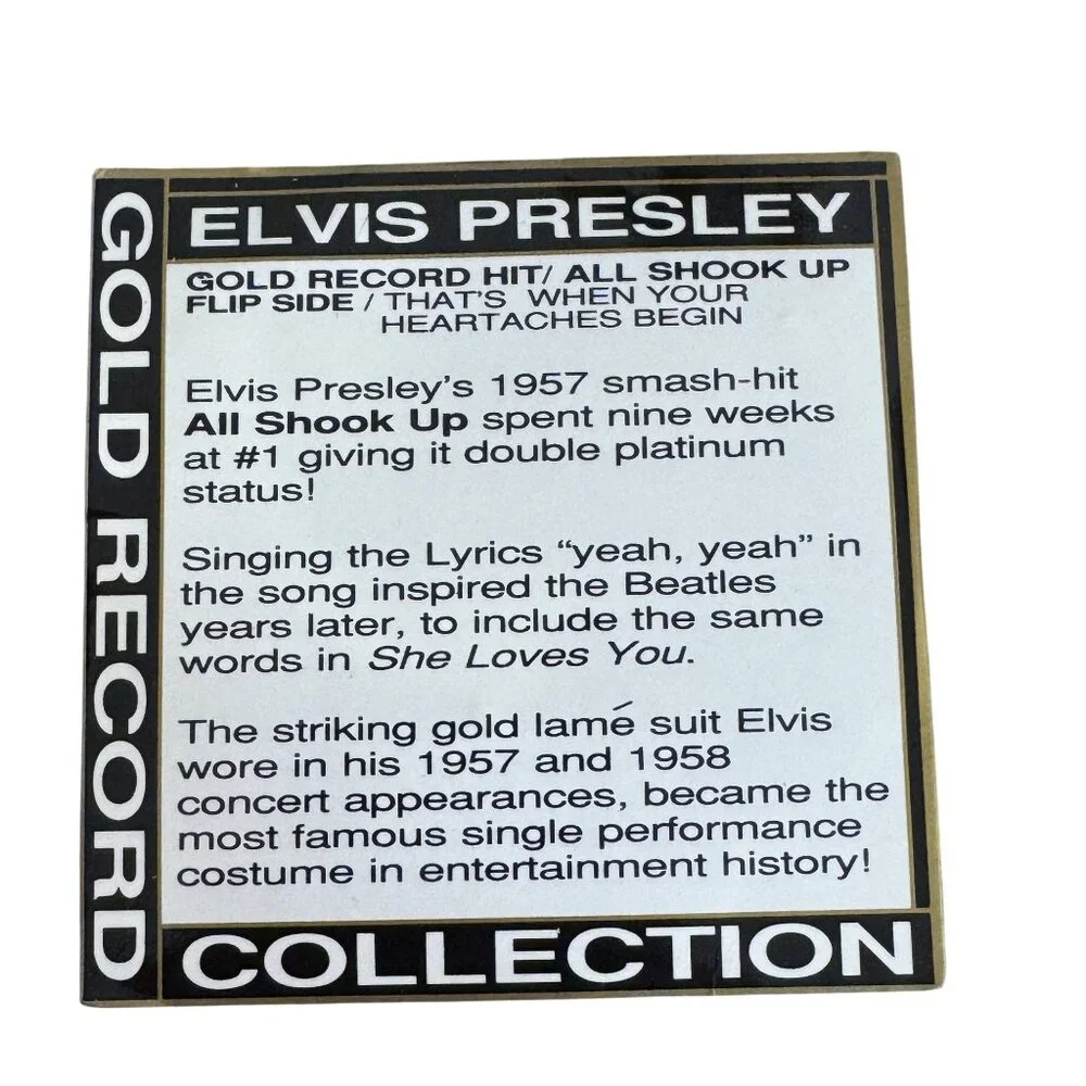 Vintage 1993 Elvis Presley Collection All shook up Gold Record Figurine Enesco